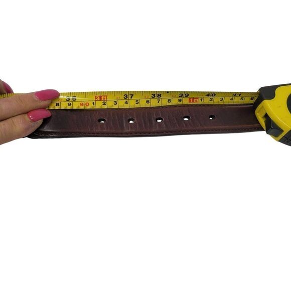 Vtg Brighton Mens Braided Leather Belt 36 Brown Silver Buckle Weaved Country - Picture 6 of 13